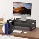 Pholiten Monitor Stand Riser, Desktop Stand, Computer Stand, Ergonomic Design, Two-Level Design, Desktop Organization, Keyboard Smartphone Storage, Printer Stand, Display Stand, 16.5 x 9.3 x 5.6