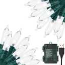 Christmas Lights 33ft 100 LED Battery String Lights with Timer Memory Function USB or Battery Powered Waterproof String Lights for Indoor Outdoor Decoration (White)