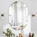 30x22 Inch Beveled Oval Bathroom Mirror, Frameless Copper-Free Silver Mirror, Modern Vanity Mirror, Decorative Wall Mirrors Over Sink for Restroom, Bedroom, Living Room, Bathroom, Entryway