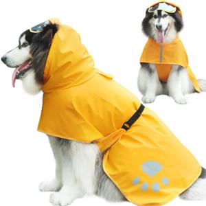 Dog Raincoat Hooded Slicker Poncho - Reflective Lightweight Pet Rain Jacket Coat,Dog Waterproof Raincoat with Adjustable Belly Strap for Small,Medium, Large Dogs (Yellow, Medium)