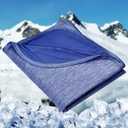 HOMFINE Cooling Blankets for Hot Sleepers - Summer Blanket Thin Lightweight Breathable Soft Double Side Enhanced Cooling for Bed Couch Sofa, Keep Cool for Night Sweats (Dark Blue, 108 x 90 inches)