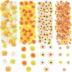 Cindeer 217 Pcs Mini Fake Heads Flowers Bulk Craft Fake Rose Daisy Heads Small Silk Artificial Flowers for Crafts Faux Decorations Flower for Art Crafts Wedding Party,2-4 cm(Yellow Series)