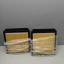 VinneGenzz 2PCS Rattan Storage Cubes Wooden Storage Baskets Boxes Decorative Natural Handmade Bohemian Solid Wood Woven Wicker Cane Bin Closet Shelf Clothes Organizer Books Magazine Holder (Black) (Set of 2 ( 10.8 In ))