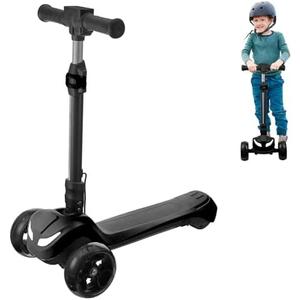 3 Wheel Electric Scooter for Kids Ages 3+, LCD Display, Colorful Lights, Reliable Thumb Throttle, 3 Adjustable Height, 5Mph Safe Speed and Long Range, Foldable Kids Electric Scooter