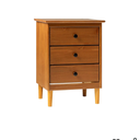 Walker Edison Traditional Wood 3 Drawer Nightstand Side Table Bedroom Storage Drawer and Shelf Bedside End Table, 18 Inch, Caramel