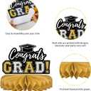 10Pcs Graduation Decorations 2026 Class of 2026 Congrats Grad Table Honeycomb Centerpieces Graduation Party Supplies for kindergarten K-12th College Any Grade Black