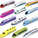Bullet Train Pull Back Toy High Speed City Train Modern Locomotives for Kids Toddle Boys - Bundle of 12