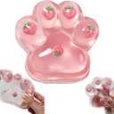 Large Cat Paw Taba Squishy Big Squeeze Toys 5-inch Strawberry Pink Cute Fufu Squishy Sensory Stress Relief Fidget Toys for Party Favors Sensory Anxiety Toys for Adults (Strawberry)