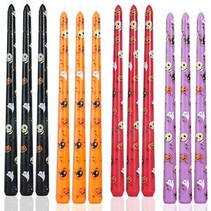 Halloween Witch Taper Candles 12 Inch Tall Decorative Candles Unscented Ghost Candlesticks Halloween Party Dinner Table Decorations Unique Purple Orange Black Red Candles,Set of 12 Halloween candles