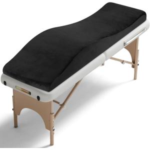 FAHKNS Lash Bed Topper, Ergonomic Lash Bed Foam Topper, High Density Foam Massage Table Pad, Curvy Esthetician Mattress, Washable Massage Table Padding Cushion for Beauty Salon, 70.8in23.6in, Black, Full