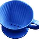 NBYHZLS Handmade Pour Over Ceramic Coffee Dripper - Authentic Brewing Experience for Camping, Office, and Home (Blue)