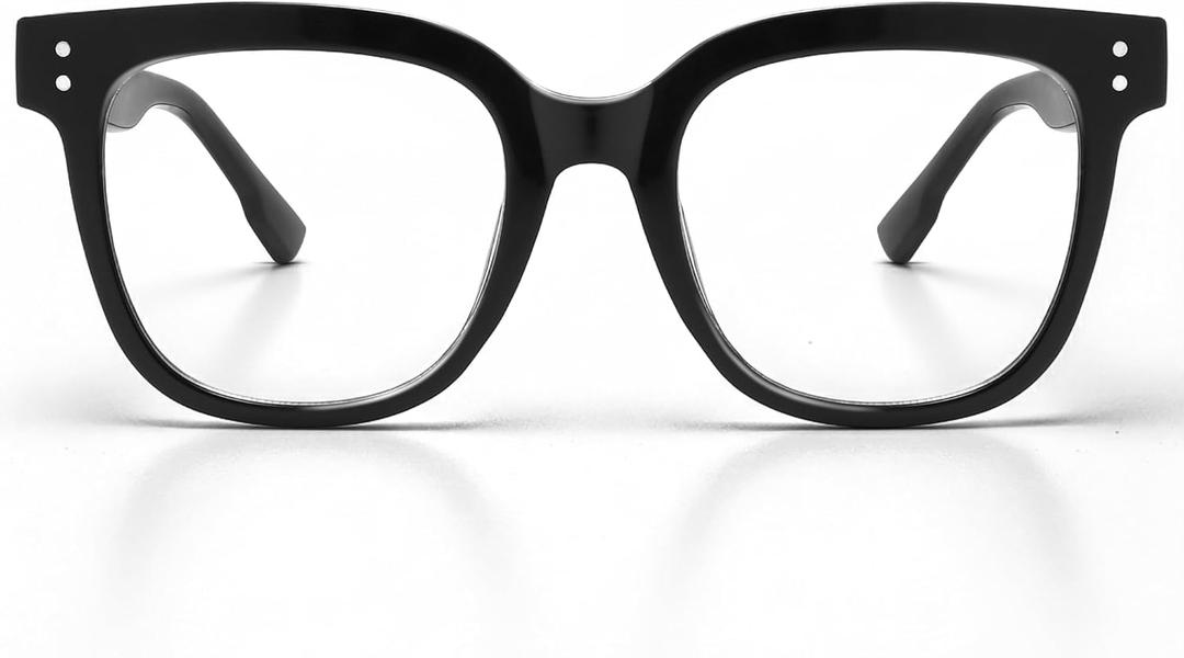 miyya Stylish Reading Glasses for Women, Cheaters Eyeglasses, Oversized Blue Light Readers, Fashion Eye Glasses (Black)