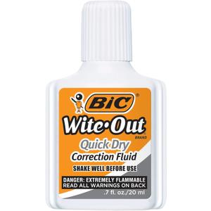 BIC Wite-Out Quick-Dry Correction Fluid, 20 mL Bottles, White