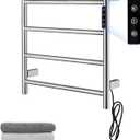 Heated Towel Racks,4 Bars Towel Warmer Rack for Bathroom, Wall Mounted Electric Towel Warmer with Timer, Plug-in/Hardwired Towel Dryer Rack Chrome