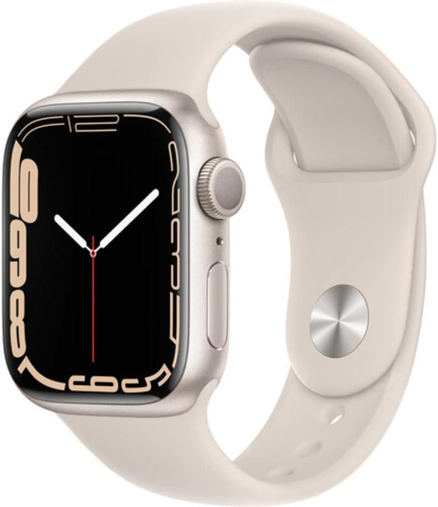 Apple Watch Series 7 (GPS, 45mm) Starlight Aluminum Case with Starlight Sport Band, Regular