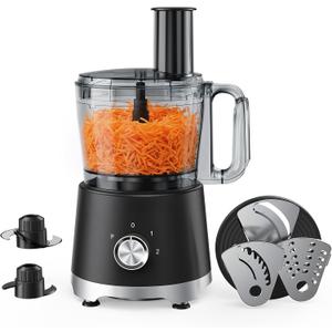 OLIXIS Food Processor 10.5 Cup, Vegetable Choppers with Slicing Shredding Chopping Kneading, Dishwasher Safe, Food Grinder, Stainless Steel Blades, for Smoothie Fruit Dough, 2.6QT, Black