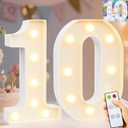 Pooqla 10th Birthday Decoration for Girls Boys, Decorative Marquee Numbers with Remote, Light Up 10 Sign for Party Backdrop 10th Wedding Anniversary Decor, Warm White and Cool White Number 10