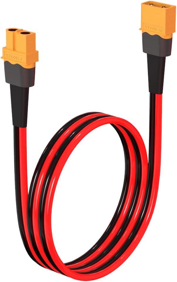 10AWG 2FT XT60 Extension Cable 2 6 10 20 35 50 75 100FT XT60 Female to Male Connector for RC Battery Portable Power Station Solar Panel(2FT)