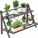 Deluxe 2-Tier Aluminum Plant Stand Indoor/Outdoor, Weather-Resistant Flower Pot Rack, Stylish & Lightweight Plant Stands for Garden, Balcony & Living Room