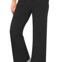 Wide Leg Work Pants for Woman Stretchy Office Slack Dress Pants Business Trousers with Pockets (Black, M)