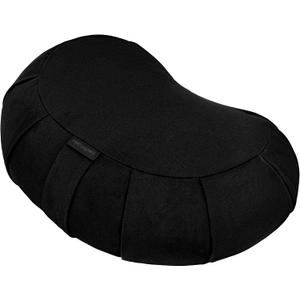 Retrospec Sedona Zafu Meditation Cushion Filled w/Buckwheat Hulls - Yoga Pillow for Meditation Practices - Machine Washable 100% Cotton Cover & Durable Carry Handle, Crescent, Black