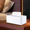 Y-in Hand Tissue Box Cover, Rectangular Facial Tissue Holder with Bottom, Decorative Storage Box for Bathroom Vanity, Countertops, Dressers, Night Stand, Car, RV, Parlors and Offices - White
