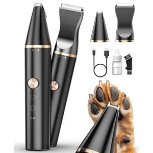 oneisall 2 Speed Cat Clippers with Double Blades, Rechargeable Cordless Small Cat Paw Trimmer, Low Noise for Trimming Dog's Hair Around Paws, Eyes, Ears, Face, Rump (Black)