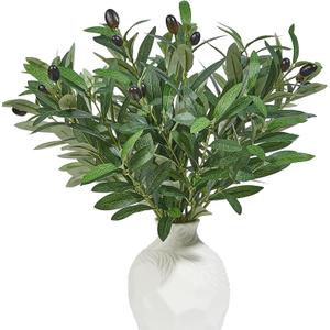 5 PCS 18 Inch Olive Tree Branches Greenery Stems Artificial Plants Faux Olive Branch for Vase Realistic Green Stem Home Decor Indoor