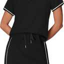 Sampeel 2 Piece Sets for Women Skirt Sets Summer Outfits Womens Clothing Set Travel Workout Skort Sets (Black, XL)