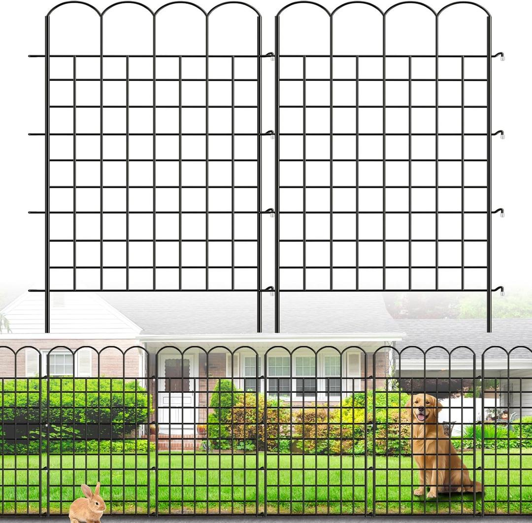 12 Panels No Dig Decorative Garden Fence, 40 in(H) X 26 ft(L) Tall Garden Dog Fence Animal Barrier Rustproof Metal Wire Panel Border Fencing for Yard, Flower Vegetable Bed, Patio and Outdoor Decor