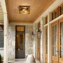 Rpzloila Flush Mount Ceiling Light Fixture for Kitchen Hallway, 2-Light Close to Ceiling Light with Black Metal and Wood Design, Rustic Farmhouse Ceiling (Bulb not Included)