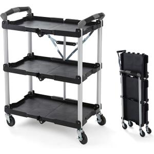 Olympia Tools 85-188 Pack-N-Roll Folding Collapsible Service Cart, 150LB Capacity, Black