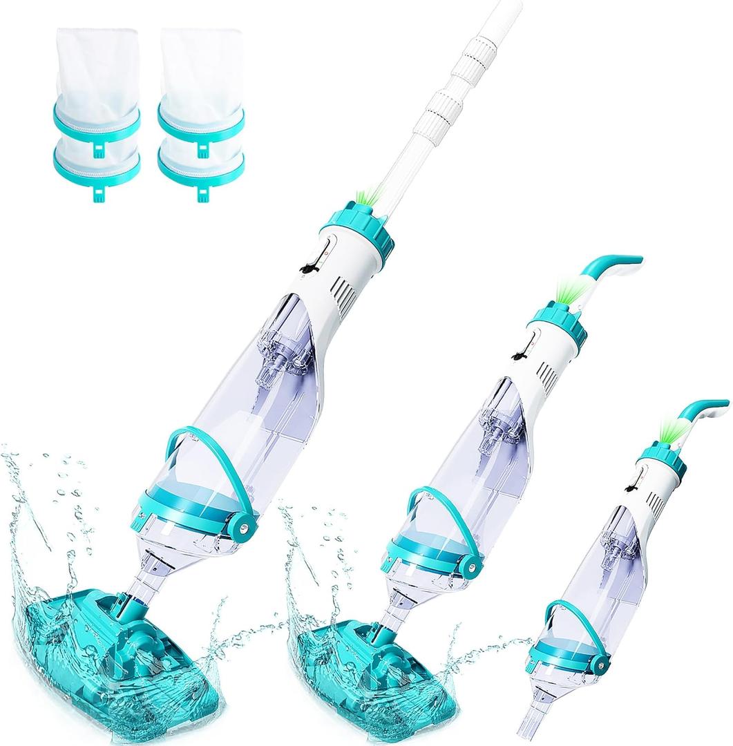 2025Upgraded Cordless Pool Vacuum for Above Ground,LED Display&11.5" Wider Head,Handheld Pool Spa Vacuum Cleaner for Inground Pools Hot Tub,Rechargeable,up to 19.5 GPM for Leaves,Debris,Shallow Steps (GREEN)