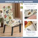 Chair Covers for Dining Chairs Set of 4, Stretchy Soft Parson Chair Covers Removable Washable Kitchen Dining Room Chair Slipcovers with Elastic for Universal Fit (Orange Flowers)
