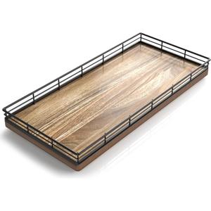 Acacia Bathroom Toilet Tank Tray, 13" Wood Toilet Paper Storage Basket Back of Toilet Basket Organizer, Vanity Tray for Perfume Makeup Candle Kitchen Counter Coffee Table Decor (13" x 6.5" x 1.5")