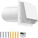 4 Inch Dryer Vent Cover Outside, Galvanized Steel Exterior Hooded Wall Vent Cover with Removable Screen & Cushioned Backdraft Flap, Exhaust Vent for House Through-Wall Dryer Vent Kit (White - 4 Inch)