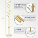 Durmmur Heavy Duty Coat Rack with Natural Marble Base, Freestanding Metal Coat Stand with 8 Hooks, Modern Stable Coat Hanger Tree for Bags, Jacket, Clothes, and Hats, Gold Metal