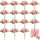 Crowye 16 Bundles Artificial Peonies Realistic Flowers with Stems Bouquet Peonies for Table Centerpieces Wedding Decoration Bridal Floral Arrangement (Light Pink)