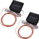 Magicnight Solar Mini Teeny Tiny Lights,Starry String Light for Garden Fairy,Tree,Railing,Arbor,Fence,16 Feet 50LEDs,2 Pack,Warm White