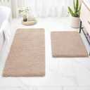 Disolla Beige Bathroom Rug 24x48 - Non-Slip Plush Thick Bath Mat, Highly Absorbent & Ultra Soft Fluffy Floor Mat, Machine Washable for Shower and Tub