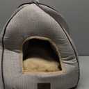 WINDRACING Cat Bed for Indoor Cats - Cat Cave Beds Cat House Cat Tent with Removable Washable Cushioned Pillow, Soft Kitten beds,Cat Beds & Furniture, for Small and Medium Pet Bed (M(15 x 15 x 15 Inch), Beige)