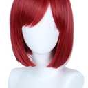 Linfairy Unisex Straight Short Red Cosplay Wig Halloween Costume Bob Wig for Women