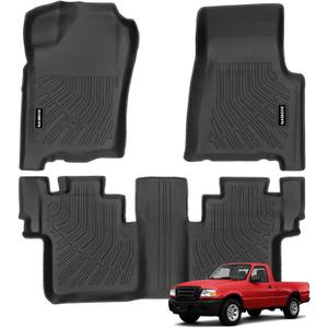 Naibeve Floor Mats for Ford Ranger 2 Door SuperCab 2004-2010 | All Weather Custom Fit Floor Mats, Not for Regular Cab/4 Door Interior Protector accessories