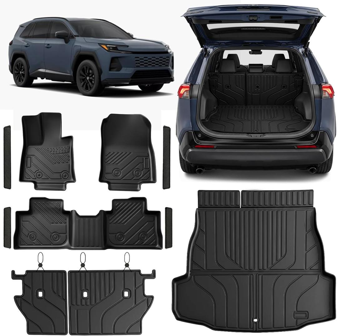 TPE Floor Mats Set for Toyota RAV4 PHEV 2026, All Weather TPE Custom Fit Floor Liners & Cargo Liner & Backrest Mats (Plug-in Hybrid), Car Floor Mats Accessorie, Black