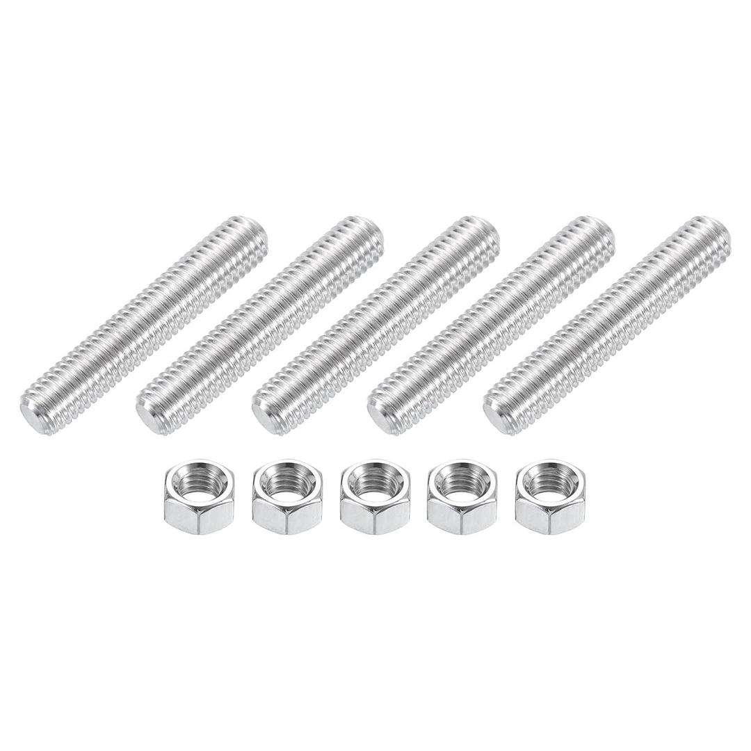 uxcell 3/8"-16 Fully All Threaded Rod, 5 Pcs 304 Stainless Steel Long Threaded Screw 2.4" Length Right Hand Threads for Furniture Mounting Assembly Fastening
