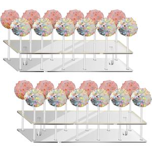 2-Pack Cake Pop Stand for Drying 12 Holes Lollipop HolderAcrylic Clear Cake Pop Holder Lollipop Display for Dessert Table Weddings Baby Showers Birthday Parties