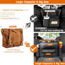 E EASTSTORM Car Purse Holder Between Seats, Car Seat Purse Handbag Holder, Automotive Consoles Organizers Storage Barrier Car Interior Accessories, Leather Large Capacity (Black)