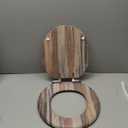 Angol Shiold Round Toilet Seat Molded Wood Toilet Seat with Quietly Close and Quick Release Hinges, Easy to Install also Easy to Clean (Round, Board) (Round-16.5)