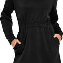 Glamaker Womens 2024 Fall Sweatshirt Dresses Winter Long Sleeve T Shirt Dresses Air Essential Outfit Dress with Pockets (Large, #Black)