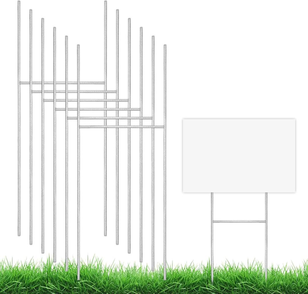 6 Pack Yard Sign Stakes Metal, 17X8 INCH Heavy Duty Yard Sign Stands, H Frame Stakes for Yard Signs for 4/5/6 mm Corrugated Plastic Sign, Estate Garage Sales, Lawn Sign, Easter Outdoor Decor
